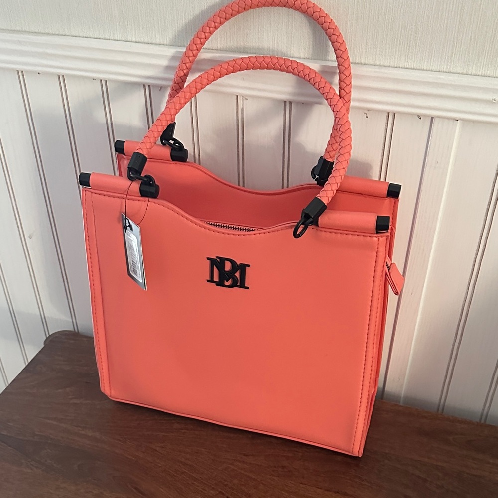 Badgley Mischka Coral Tote with Braided Handles - Picture 6 of 6